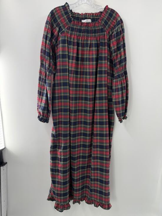Victorian Trading Company Dresses & Skirts - Victorian Trading Co. Tartan Plaid Smocked Long Sleeve Dress Ruffled Hem Medium